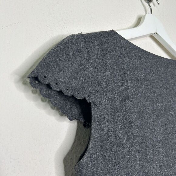 Cynthia Steffe Laser Cut Layered Ruffle Pleated Hem Pocketed Gray Wool Dress 2 - Picture 11 of 14